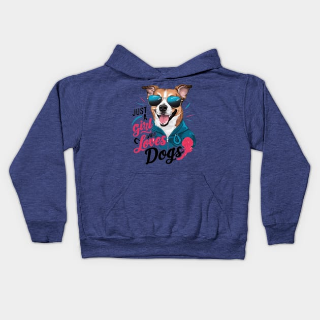 Just A Girl Who Loves dog Kids Hoodie by alby store